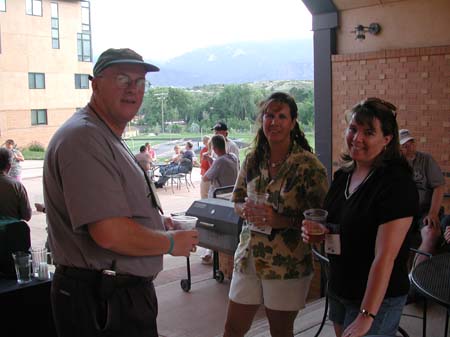 Bill Hurley, Theresa Blomgren, and Brenda Hitchcock at the Sunday evening social

